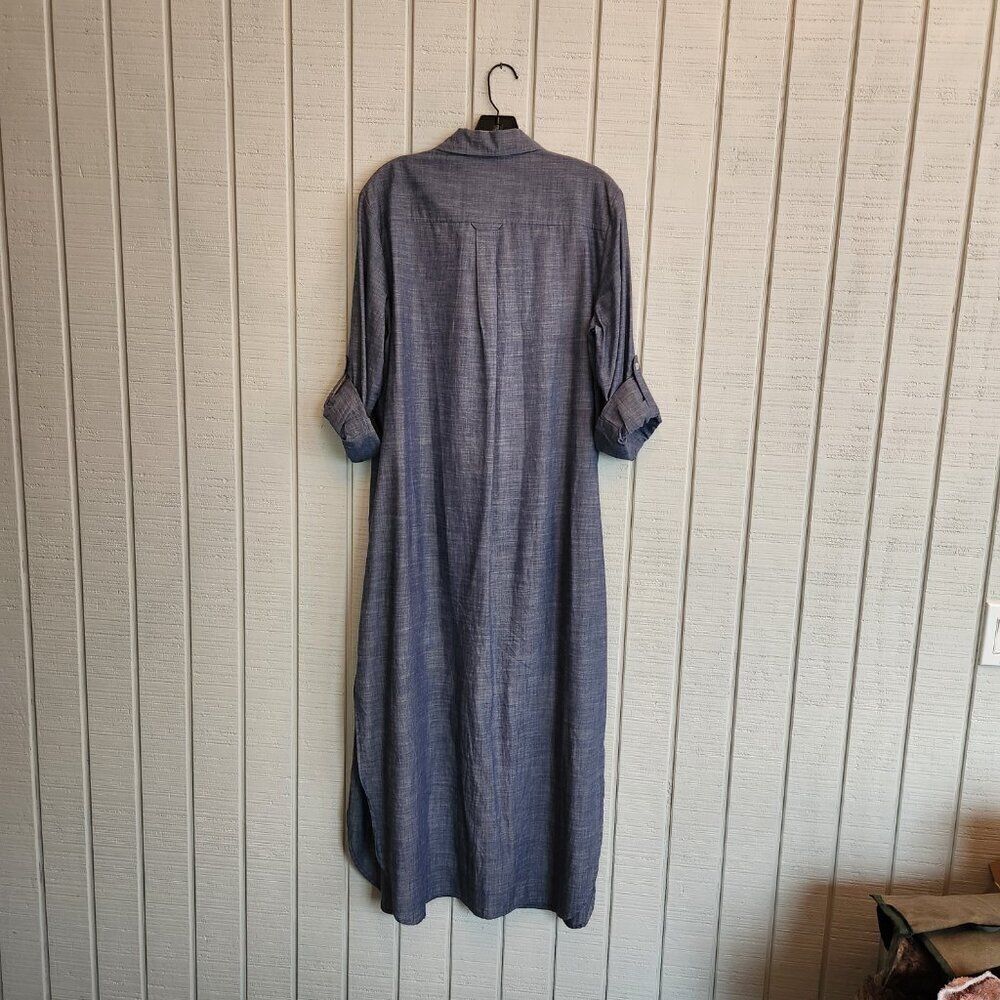 Finley Large 100% Cotton Gray Button Shirtdress - Picture 5 of 7